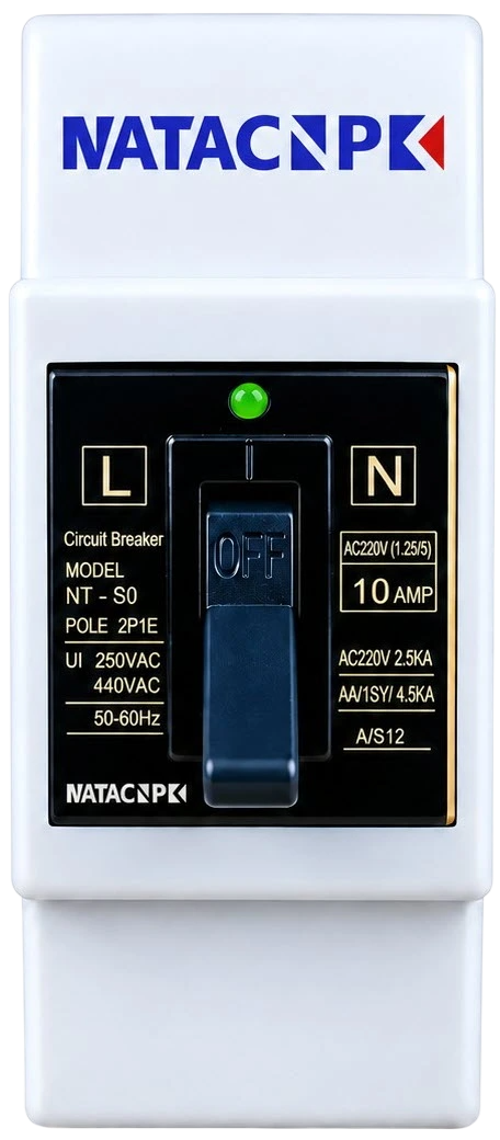 NATA NT-S0 10A double pole safety circuit breaker with LED