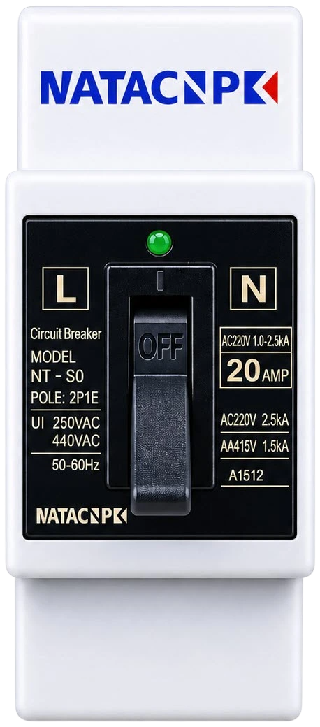 NATA NT-S0 20A double pole safety circuit breaker with LED