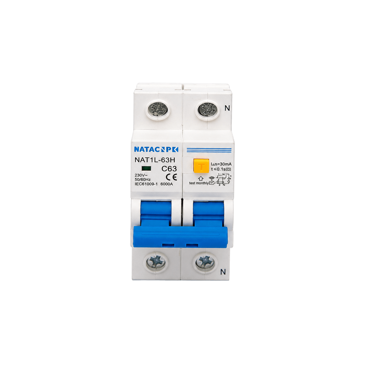 NAT1L-63H 2P RCCB/RCBO C63 30mA